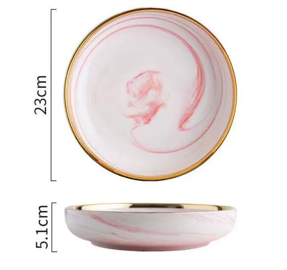 Plato hondo rosa de 9 pulgadas