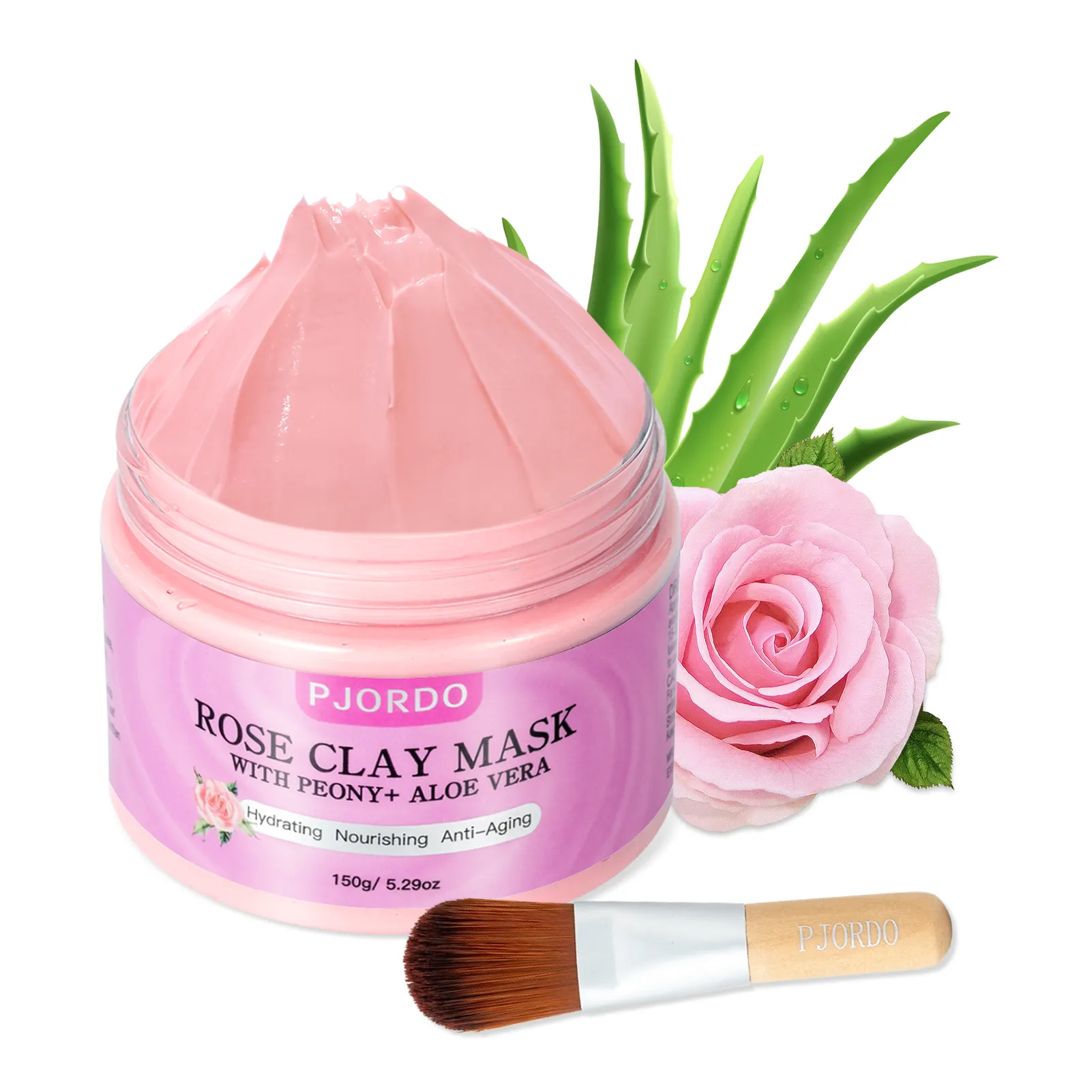 Private Label OEM/ODM Organic Rose Aloe Facial Mud Mask Face Skin Care Hydrating Nourishing Anti-Aging With Aloe Clay Mask