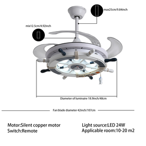 Silver 220v 24W Universal Remote Control <strong>Crystal</strong> Led Ceiling <strong>Fan</strong> <strong>Light</strong> With Hidden Blades Suit for 10 to 20 square Meters Room - Product Image 5