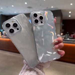水リップル反射色透明クリア電話ケース流れる砂キラキラ電話カバー女性用女性用アップル用iphone