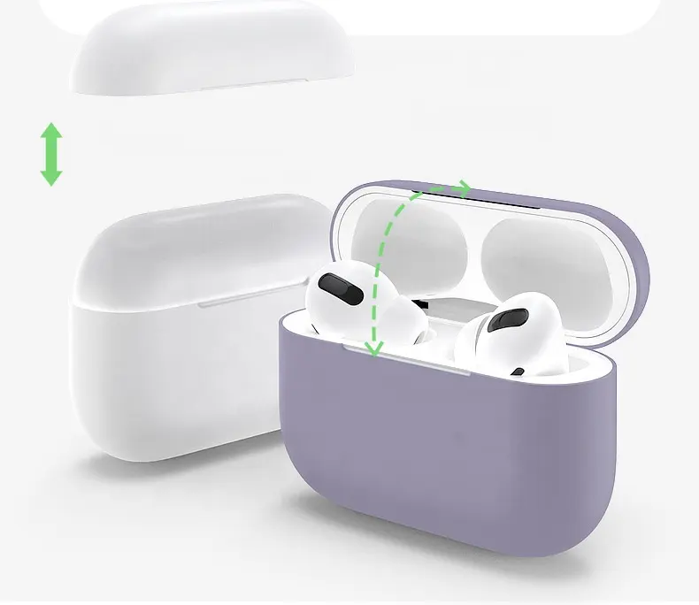 Casing silikon cair Airpods 2/3 Pro, pelindung penutup belakang aksesori ponsel PVC kulit bayi lembut