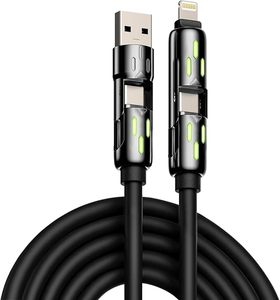 4-in-1 silikon hızlı şarj kablosu araba projeksiyon ekranı Apple 15 için Huawei Xiaomi tip-c USB kablosu - Product Image 1
