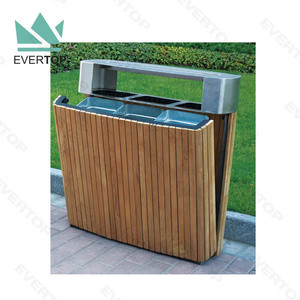 SD-38 127L Parkview Woden Sorting Design Trash <strong>Bin</strong> 3 Compartments Trash Can Wood Recycling <strong>Bin</strong> Containers Waste <strong>Bin</strong> 3 Portion - Product Image 3