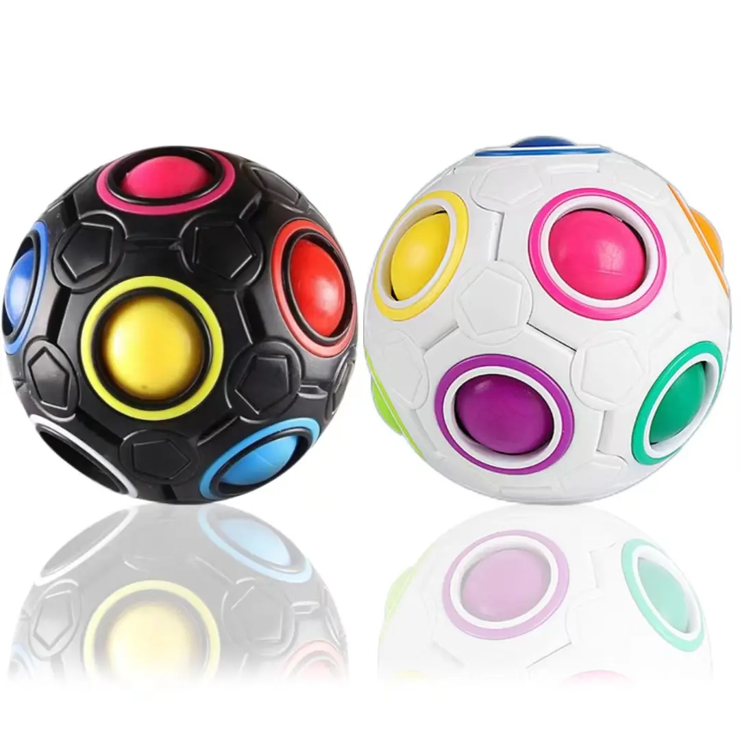 Ingrosso Piccolo Fidget Giocattolo di Plastica Mini Rotazione 3d Arcobaleno Pallone da Calcio Cubo Magico Anti-stress Depressione Giochi per i bambini