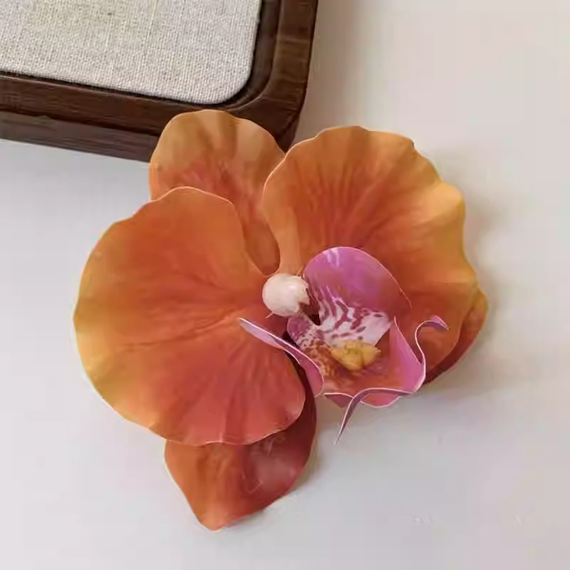 Pair of orange curled phalaenopsis buckles-plastic buckle