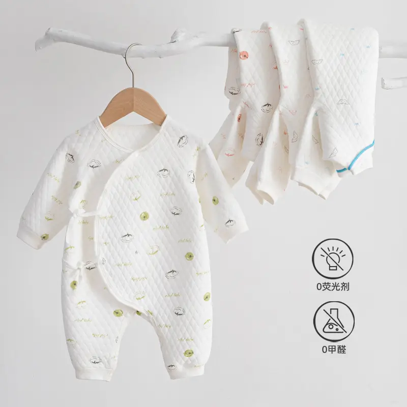 2021赤ちゃん春と秋の赤ちゃん超かわいいワンピースベビーコットンキルティング暖かいロンパース新生児服パジャマ