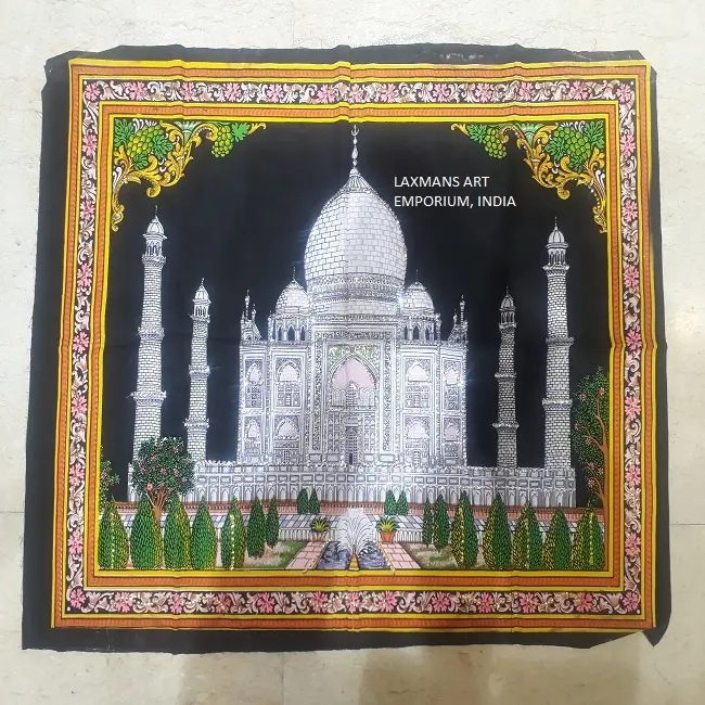 Novo 2024 Popular Art Decor Taj Mahal Impresso Algodão Lantejoula Parede Hangings/Poster Atacado Da Índia