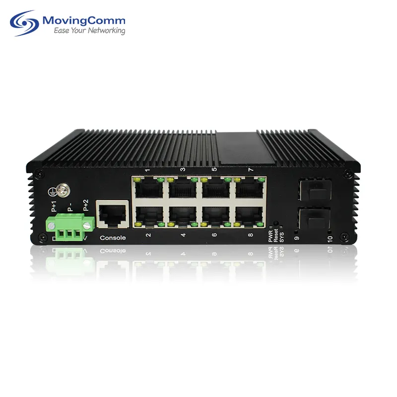 8 Port Full Gigabit Industrial Managed Poe Ethernet Switch With 2 Sfp Fiber Optic Din Rail Network Switches 24V/48V Poe Switch