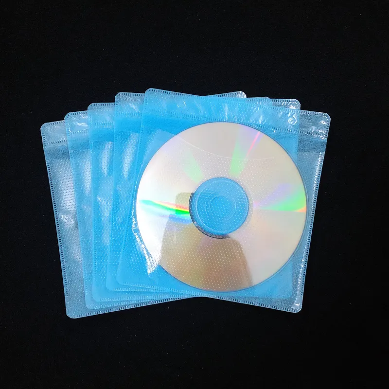 カラープラスチックCD包装袋不織布カバー付き透明プラスチックCD DVDスリーブ