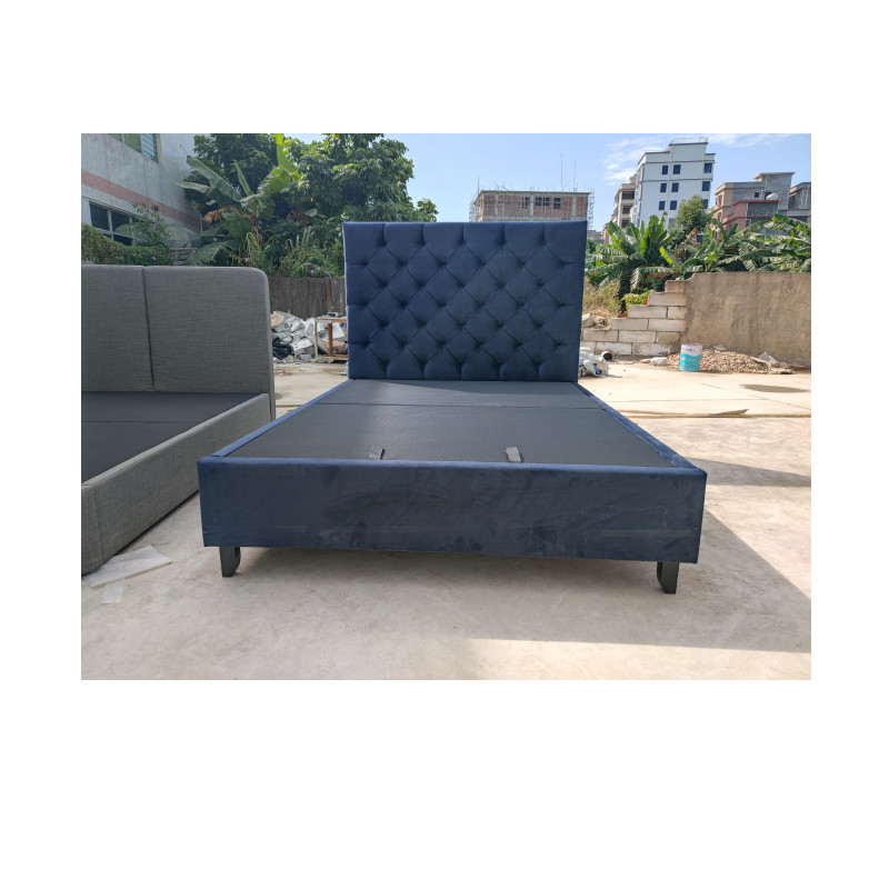 Modern Headboard Velvet fabric fireproof sponge  Upholstered bed for wholesale china bed factory