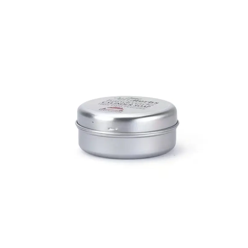 Pot cosmétique de luxe 80ml, petite boîte en étain, métallique, argent, contenant pour savon, savon et baume à lèvres, 65x30mm