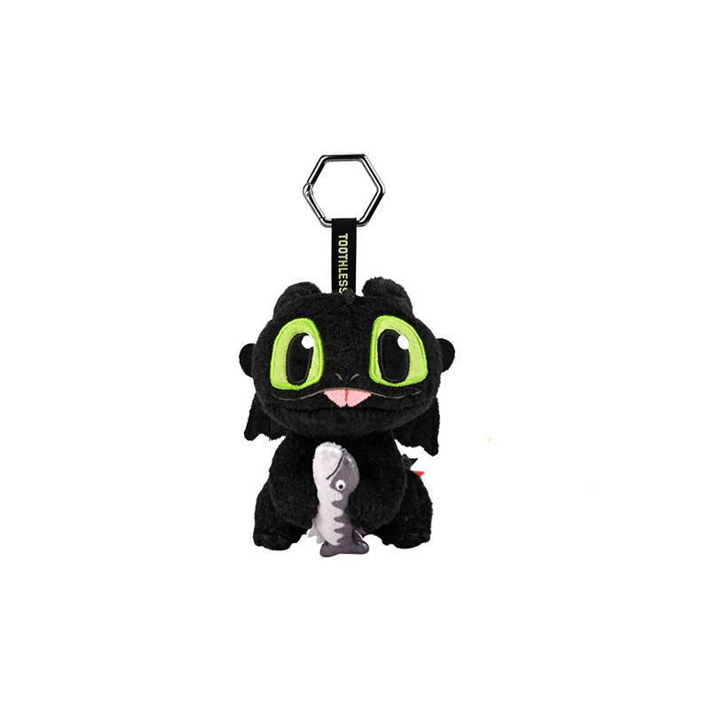 Pendentif en peluche mignon et cool tenant un poisson de 11 cm