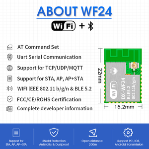 DX-SMART WF24 BLE5.2+<strong>WIFI</strong> <strong>Module</strong> <strong>Uart</strong> Serial Port Transmission Support far STA,AP, AP+STA Connect FCC CE ROHS <strong>Wifi</strong> <strong>module</strong>