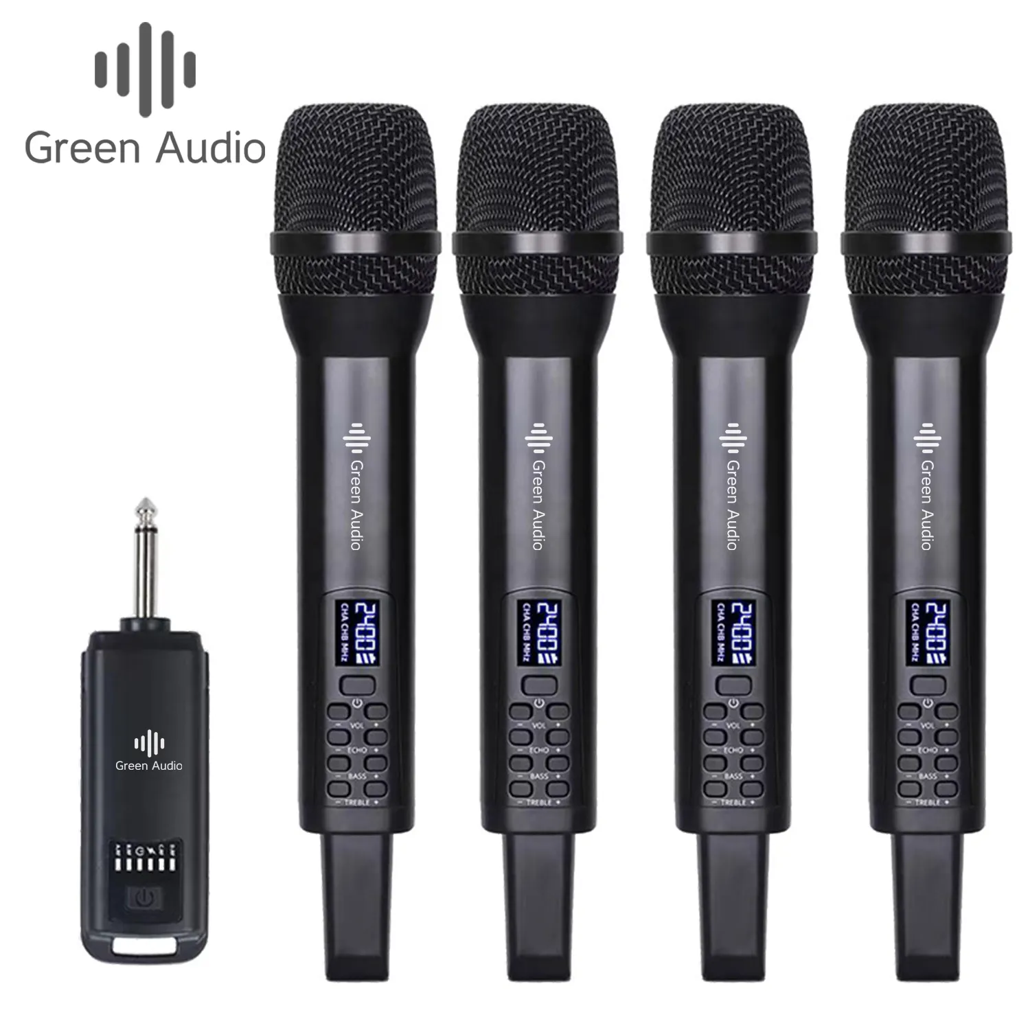 GAW-D100 mikrofon menyanyi karaoke pengisian daya profesional Harga bagus disesuaikan mikrofon 4 saluran 2.4g