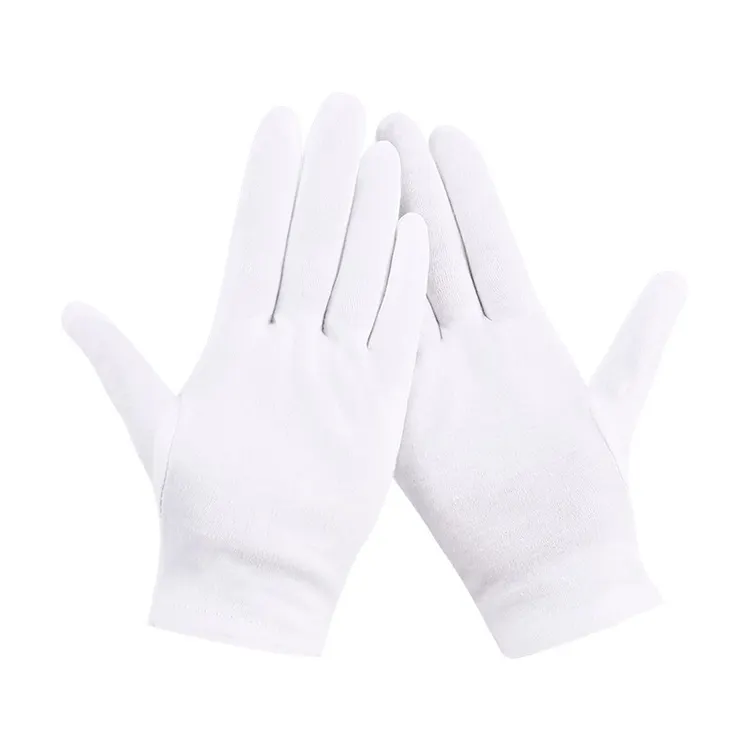 カスタムロゴ100コットンジュエリープレミアムユニフォームマーチングバンドホワイトコットン手袋作業用手袋儀式用手袋