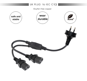 220v 2 yolları Y Splitter uzatma kablosu çift IEC 320 C13 fiş SAA 3Prong bilgisayar güç kablosu