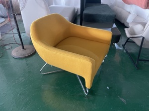 Disen mobilya Modern fransız tarzı sarı tekli koltuk şezlong paslanmaz çelik ayak eğlence ofis koltuğu - Product Image 5
