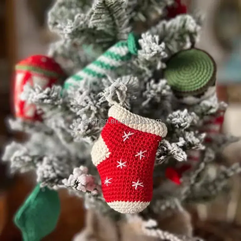 Özelleştirilmiş Mini noel örme hediye çantası yün ev tatil dekorasyon çorap kolye noel malzemeleri
