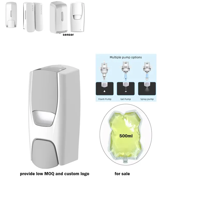2024 Whole Sale PP Delicate Toilet Wall Mount Manual Refillable 500 ML Liquid Soap Dispenser