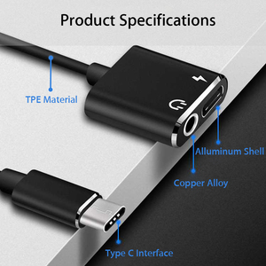 3.5mm AUX ses kablosu 2 in 1 USB C tipi şarj ses adaptörü için Leeco Le Max 2/pro kulaklık araba USB-C şarj aleti kablosu Xiaomi - Product Image 3