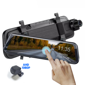 Rear View Mirror Reverse <strong>Camera</strong> 9.66 Inch Touch Screen Streaming Media Dash Cam Car DVR Recorder - Product Image 1