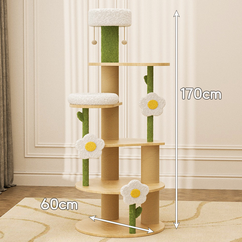 Árbol para gatos de madera maciza de seis niveles.