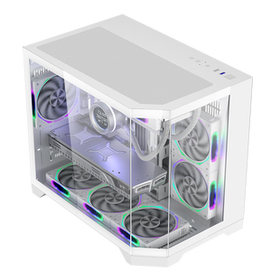 Yüksek kalite özel Logo MATX masaüstü oyun bilgisayarı durumda üç taraflı cam paneller ile yeni tasarım MicroATX PC durumda stokta - Product Image 5