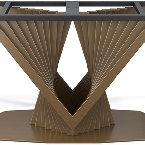 78.7 "Espresso hiện đại bằng đồng bàn ăn trestle hình chữ nhật thép không gỉ bệ với đá cẩm thạch hàng đầu - Product Image 4