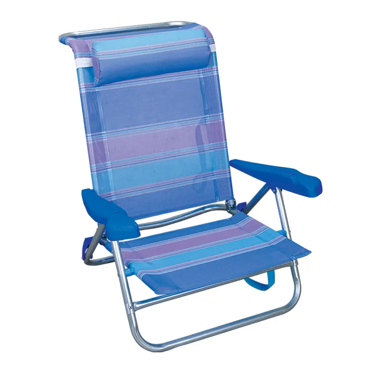 Silla de praia ajustável cadeiras dobráveis, dobráveis de alumínio com travesseiro
