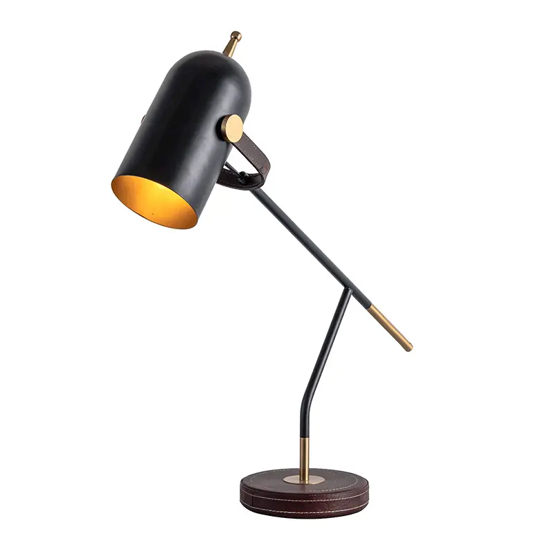 Lampe de bureau de protection des yeux LED en cuir, style industriel rétro créatif, lampe de table nordique vintage