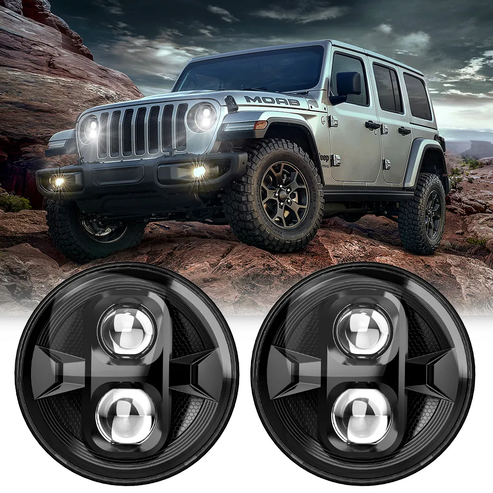 LOYODOT承認済みランドローバーディフェンダー用7インチLEDヘッドライト110Jeep WranglerJKアクセサリー用LEDライト7インチLEDヘッドライト