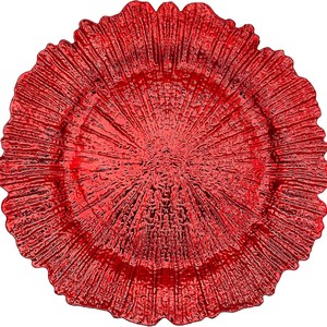 Grosir piring Charger plastik semprot emas desain klasik pelat batu karang plastik pernikahan grosir - Product Image 2