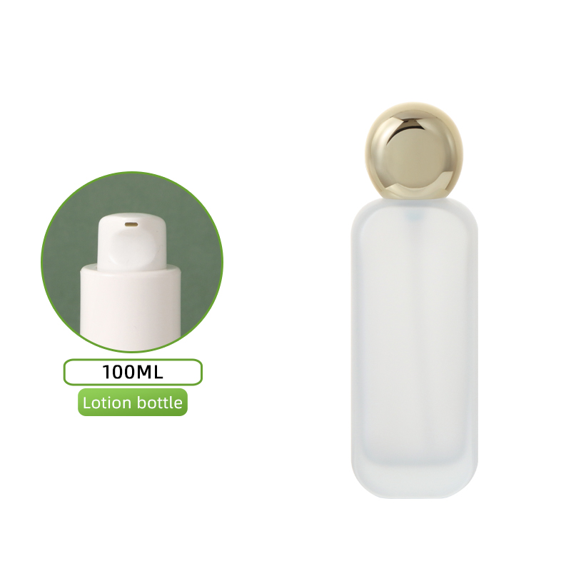Lotion blanche en bouteille givrée de 100 ml + couvercle doré du dieu soleil