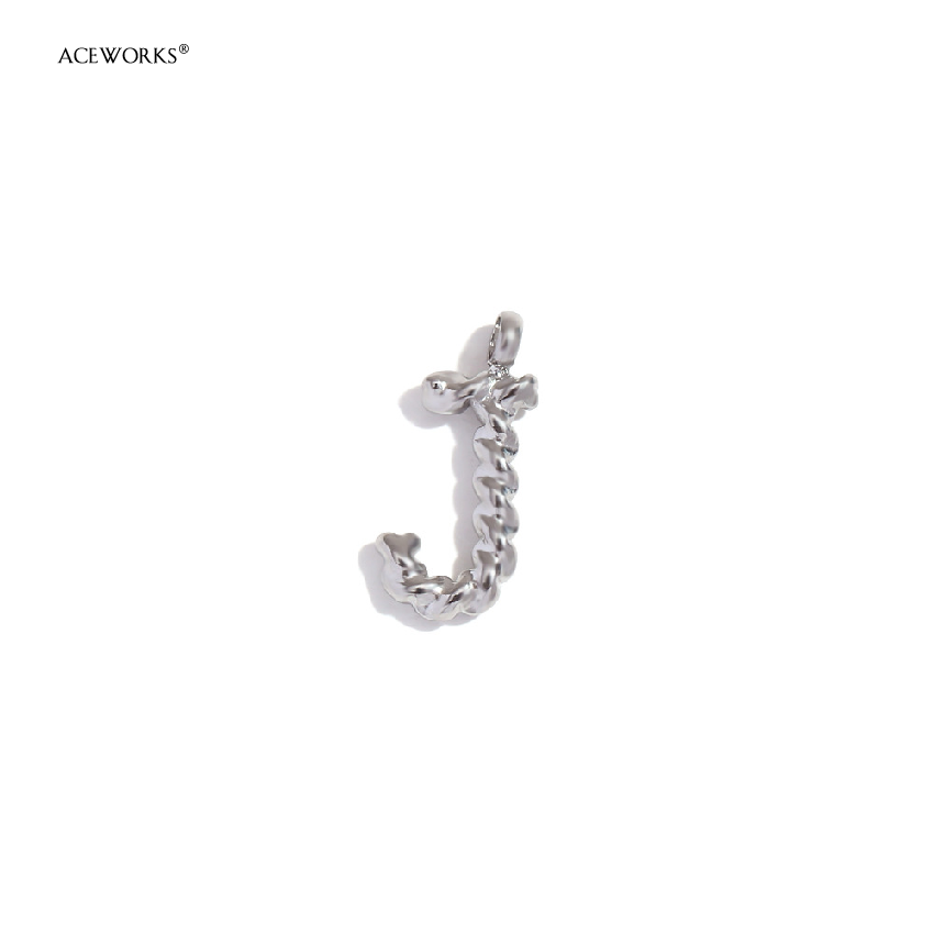 Mini Twisted Letter Pendant-Steel Color-J