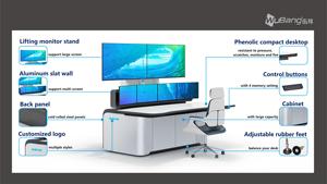 Height Adjustable for <strong>Multiple</strong> <strong>Monitors</strong> Control Room Workstation for Security Operation Center - Product Image 3