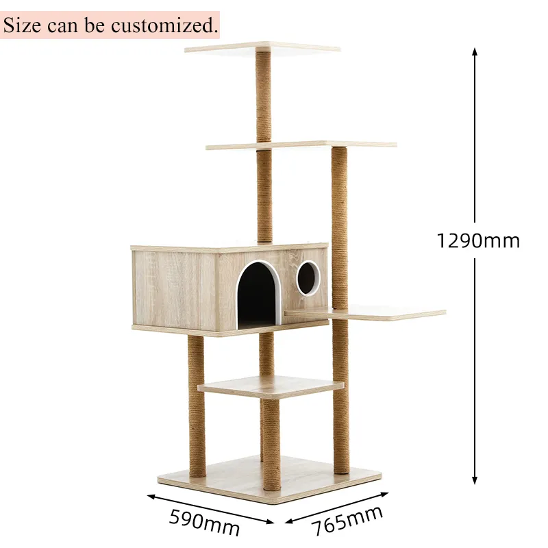 الجملة خشبية السيزال متعدد المستويات غرفة المعيشة برج للقط القطط الترفيه شجرة الخدش الأشجار