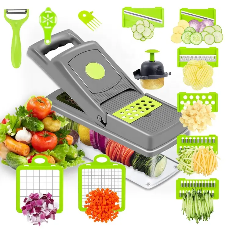 Gloway Entrega Rápida 14 Em 1 Cozinha Vegetal Slicer Chopper Cortador De Batata Moedor Ferramenta De Corte De Frutas E Vegetais Chopper