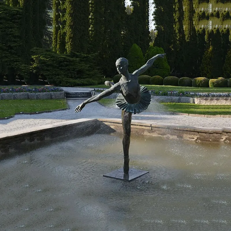 Platzdekoration Straße im Freien hochwertige elegante Bronze-Tänzerbrunnen-Skulptur