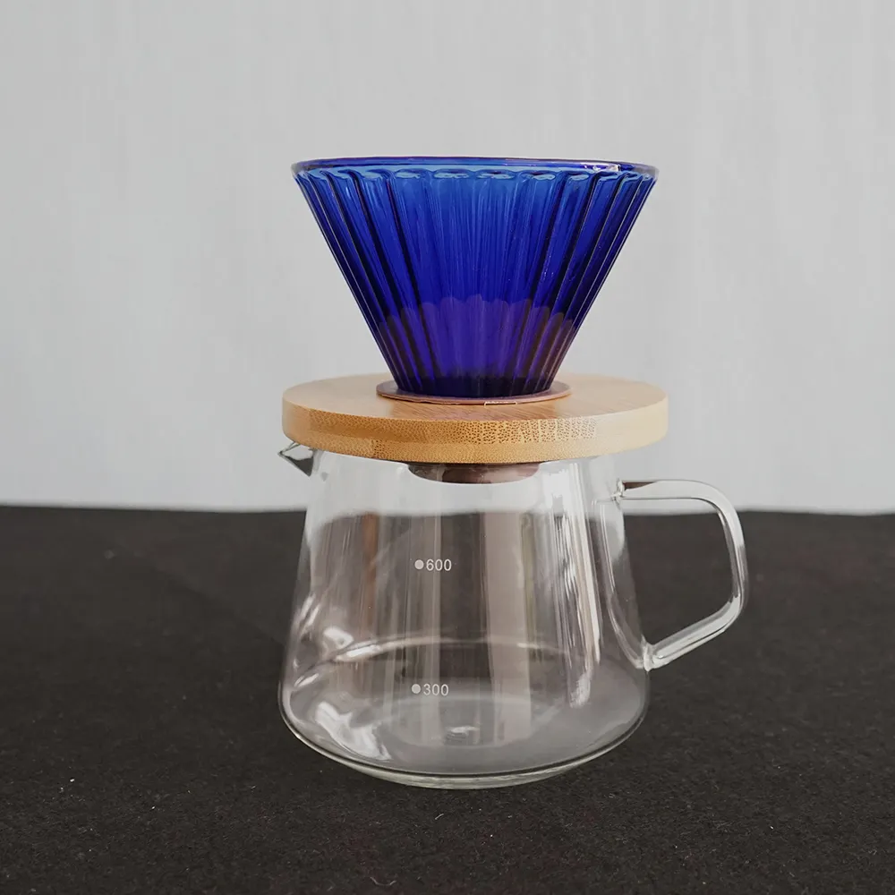 Vidro perfurado com funil de café, mais popular, gotejamento reutilizável, 650ml, sem bpa, vidro de vidro, feito à mão