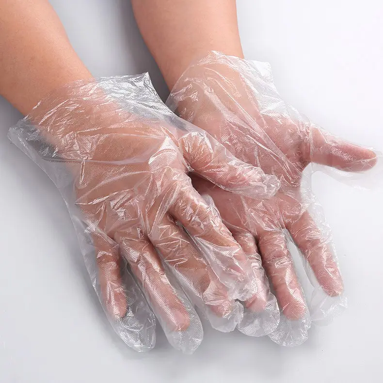 Рекламные Полиэтиленовые одноразовые перчатки, пластиковые полиэтиленовые перчатки LDPE HDPE, одноразовые прозрачные перчатки для приготовления пищи в ресторане