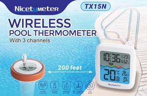 TX15N Termómetro de piscina inalámbrico IPX7 Impermeable 3 canales Monitor de humedad de temperatura remoto digital - Product Image 2