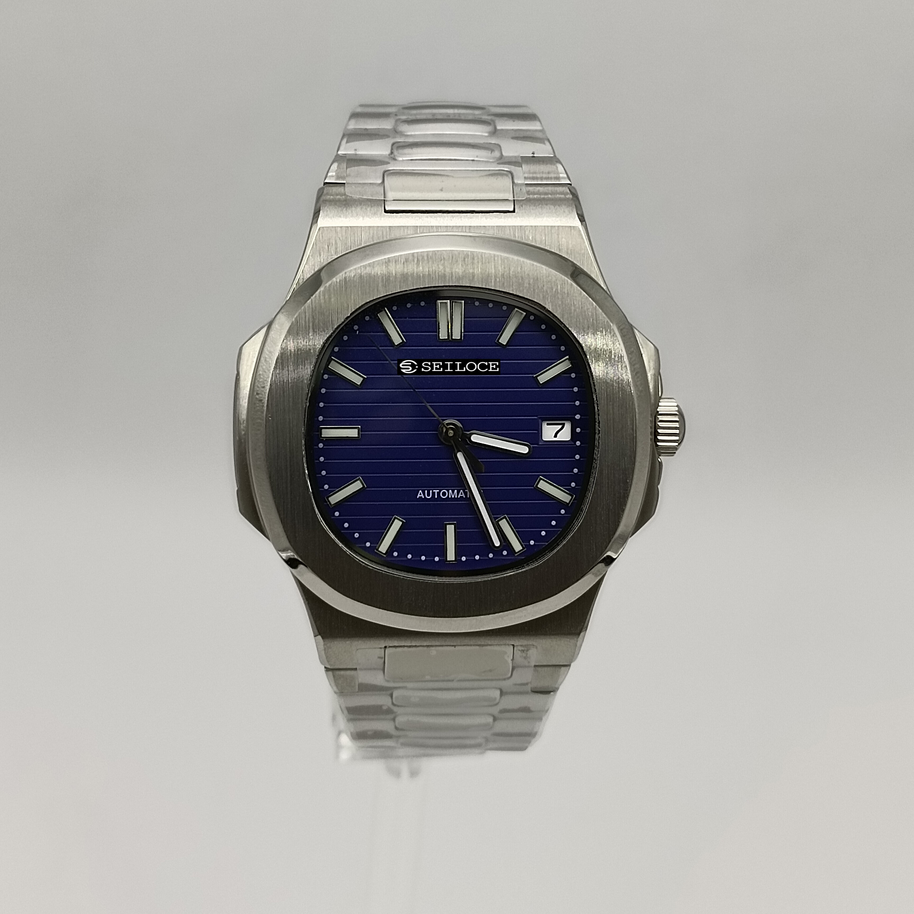 ตัวเรือนสีเงิน+หน้าปัดสีน้ำเงินเข้ม