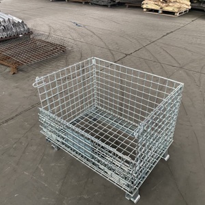 Contenedor de malla de alambre de almacenamiento de metal Jaula de palé de malla de alambre plegable de acero galvanizado apilable - Product Image 3