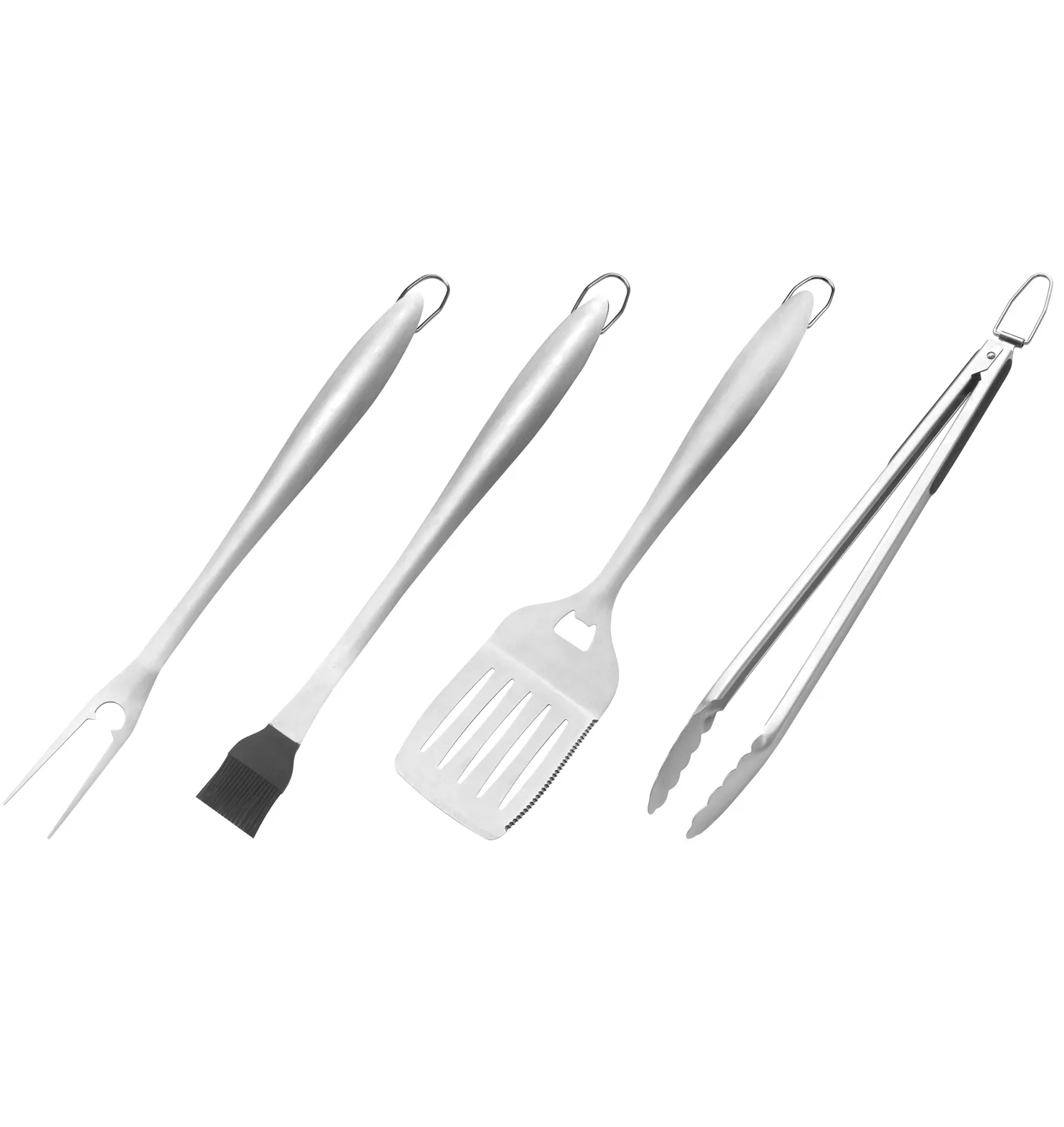 Set di strumenti per griglia per barbecue in acciaio inossidabile per impieghi gravosi da 18 pollici 4 pezzi con pinze per grigliate forchetta per spatola Kit di accessori per piastra per spazzole