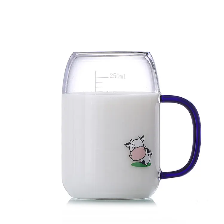 Alta borosilicato fatto a mano 250ml di latte del fumetto di laureato tazza di vetro