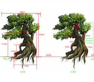 High-end özelleştirilmiş büyük yapay meşe ağacı büyük sahte zeytin ağacı dev banyan yapay ağaçlar için park plaza dekor - Product Image 1