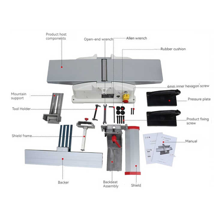 JJP-5015 Multi-function Table Planer Electric Woodworking Bench Planer Machine Flat Wood Planer 220V 1280W