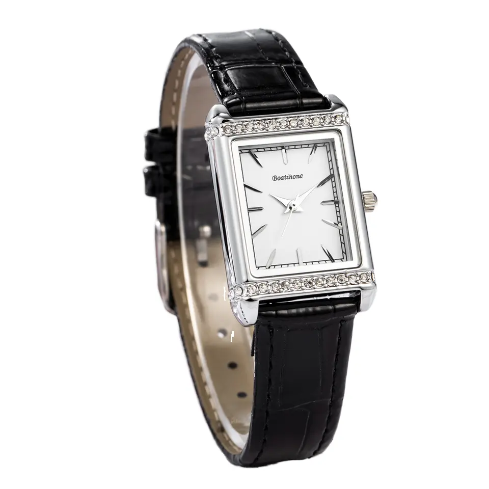 Time Token 009 orologio al quarzo da donna con Design quadrato a 3 barre impermeabili cinturino in pelle con fibbia di lusso leggero alla moda