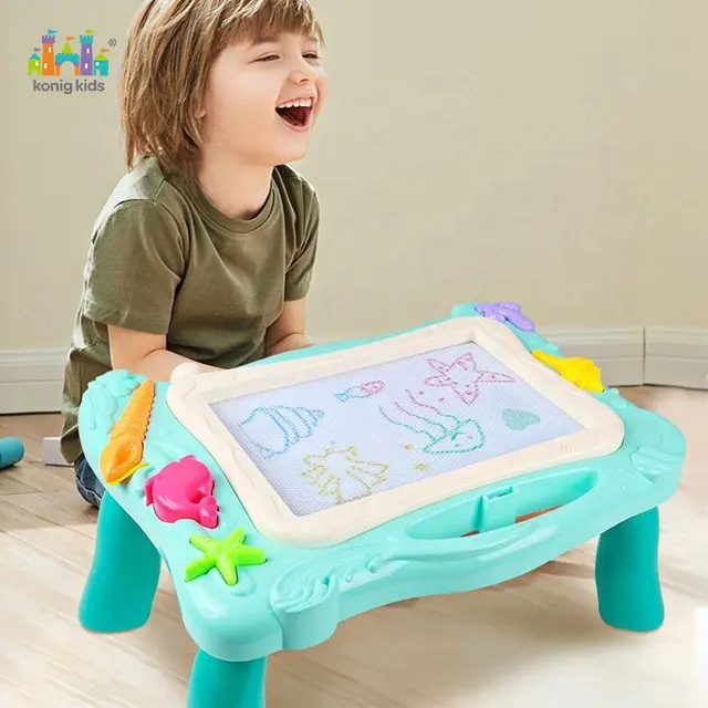 Konig Kids giocattoli di plastica Musical Early Education attività pieghevole scrittura tavolo da disegno giocattoli da disegno