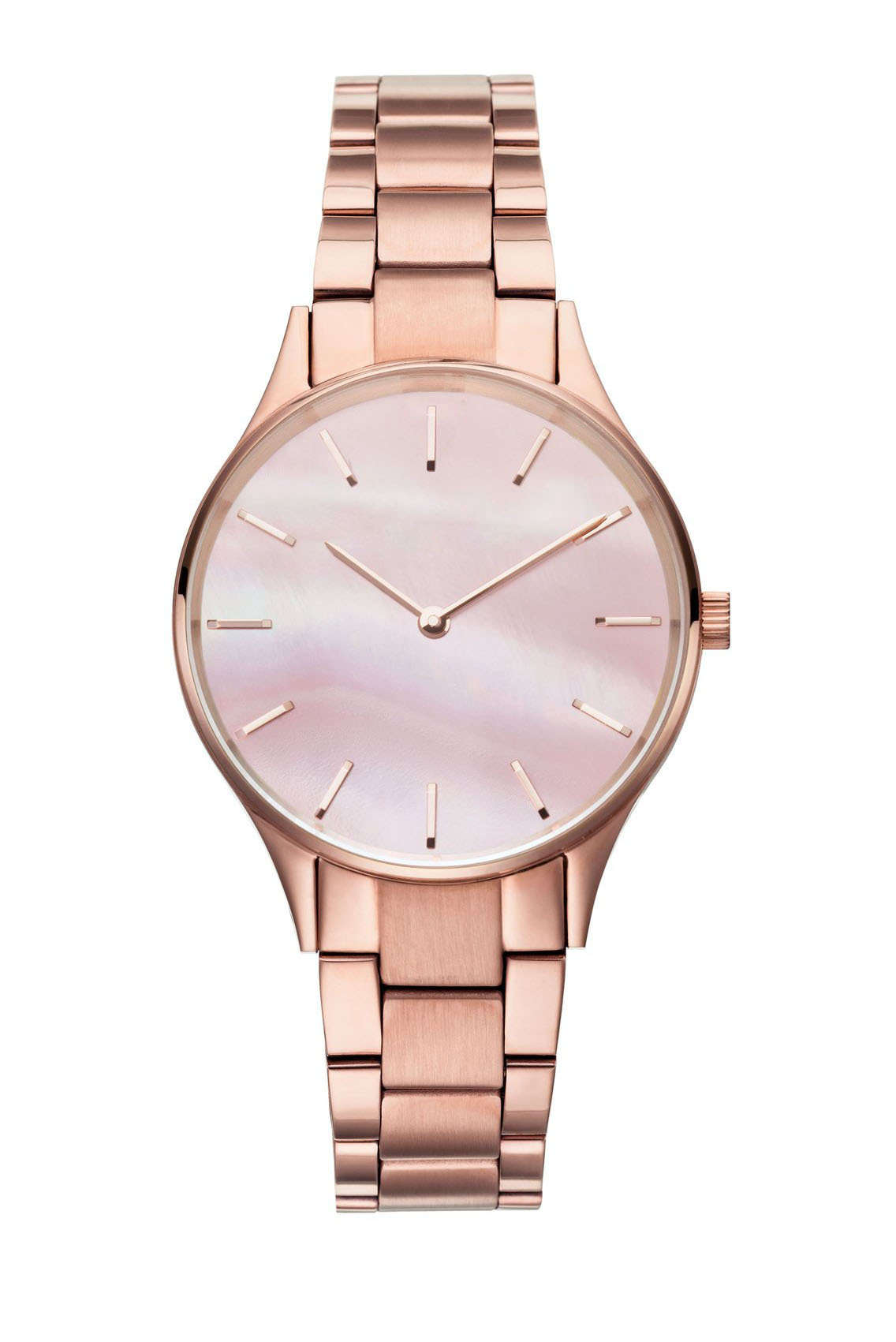 Rose gold pink shell-rose gold steel strap